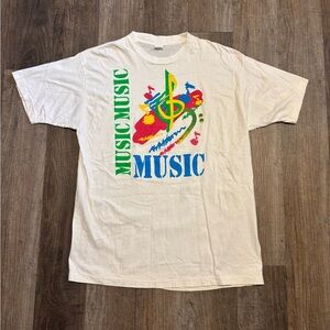 Vintage 1980s Musical Note Neon Graphic Tee